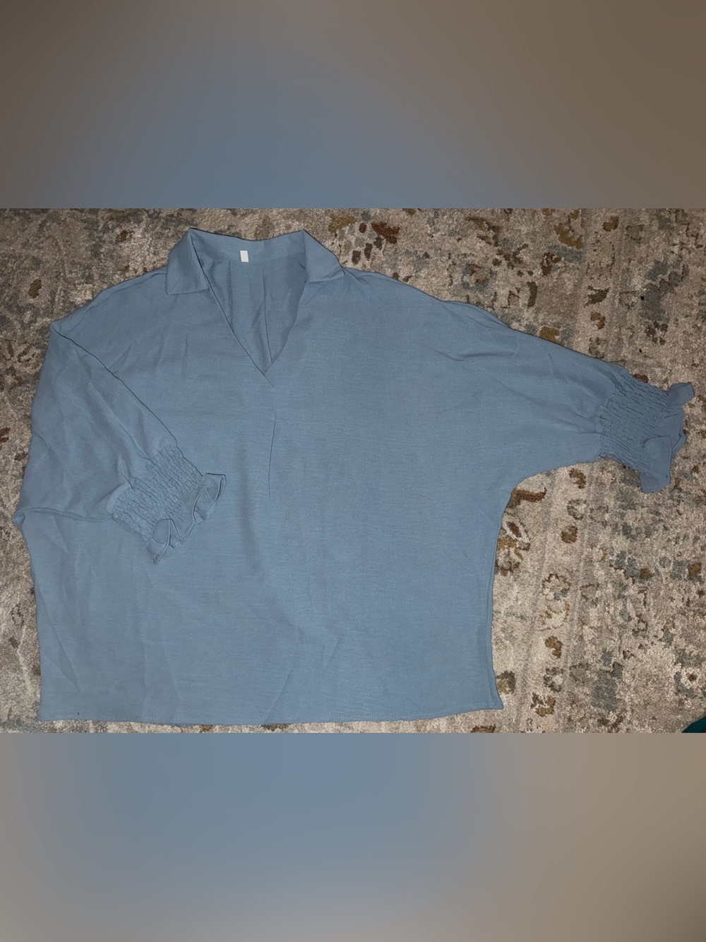 Light Blue NWOT V-Neck Dolman Sleeve Blouse